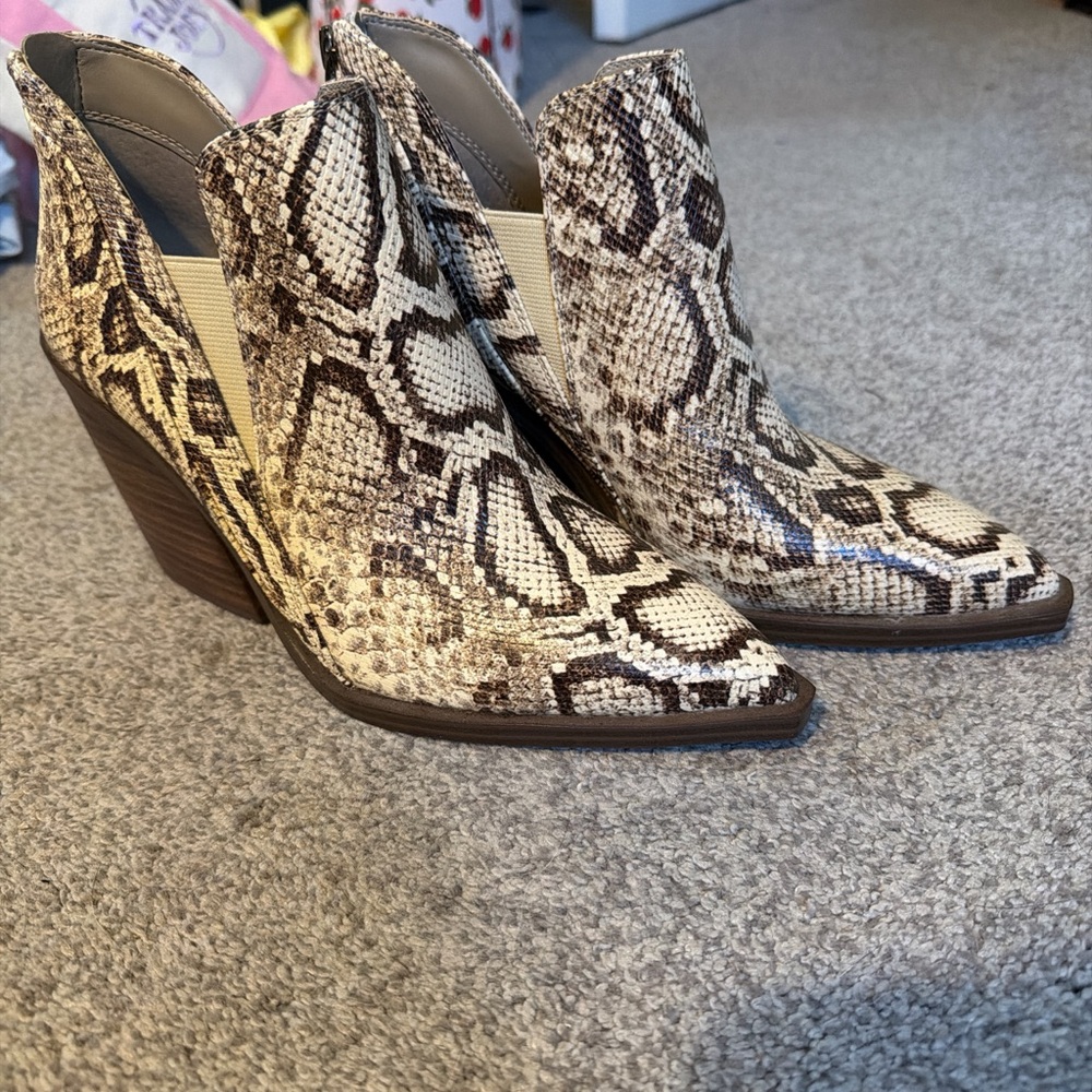 Vince Camuto Brown Snakeskin Ankle Booties